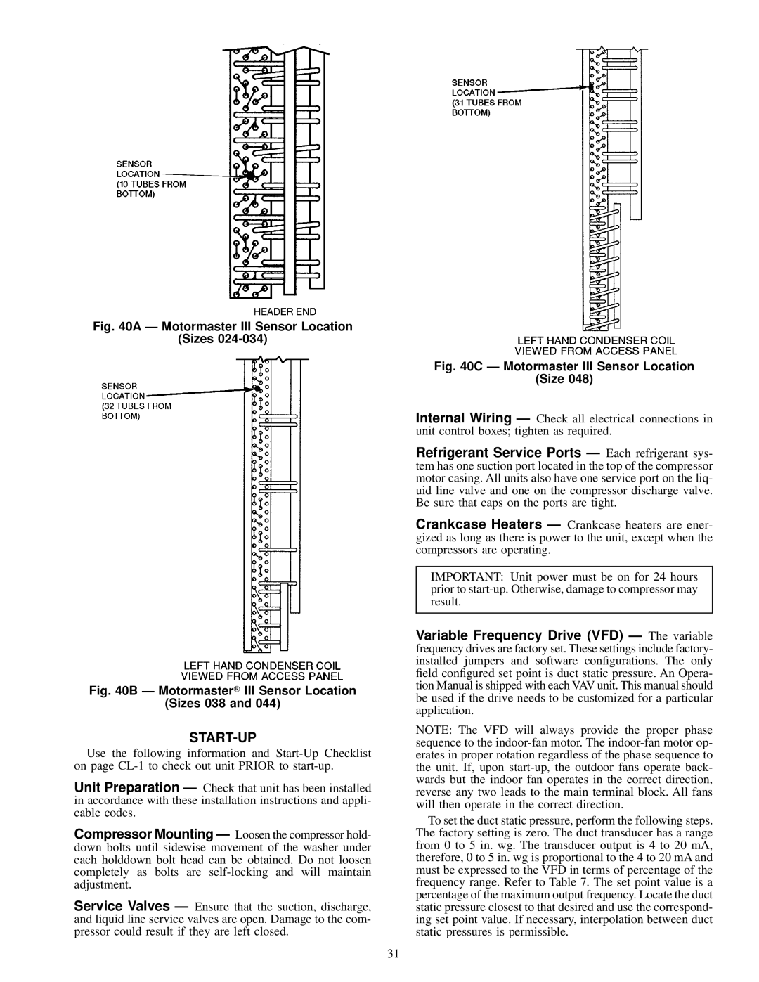 Carrier EY024-048, 48EJ, EW, EK installation instructions Start-Up 