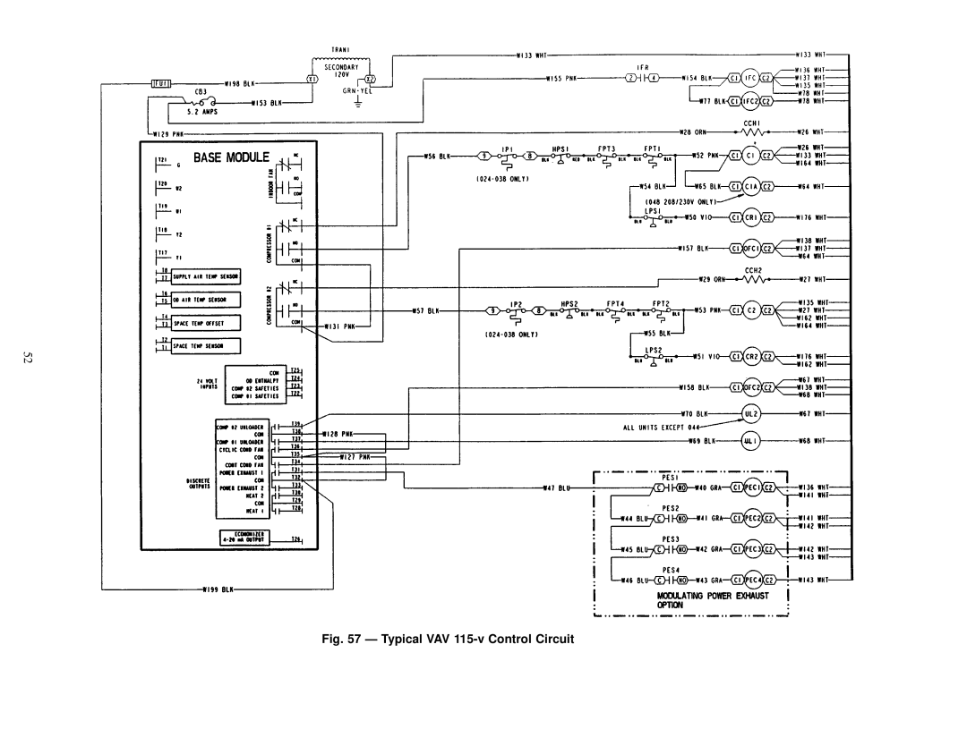 Carrier 48EJ, EW, EK, EY024-048 installation instructions Typical VAV 115-v Control Circuit 