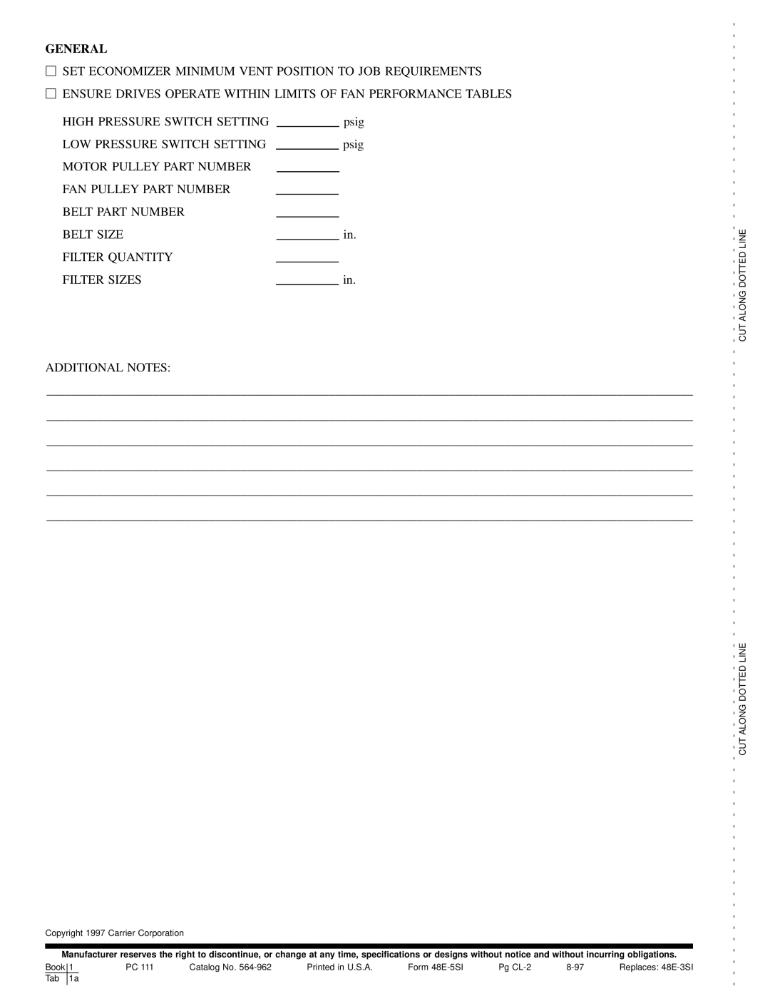 Carrier 48EJ, EW, EK, EY024-048 installation instructions General 