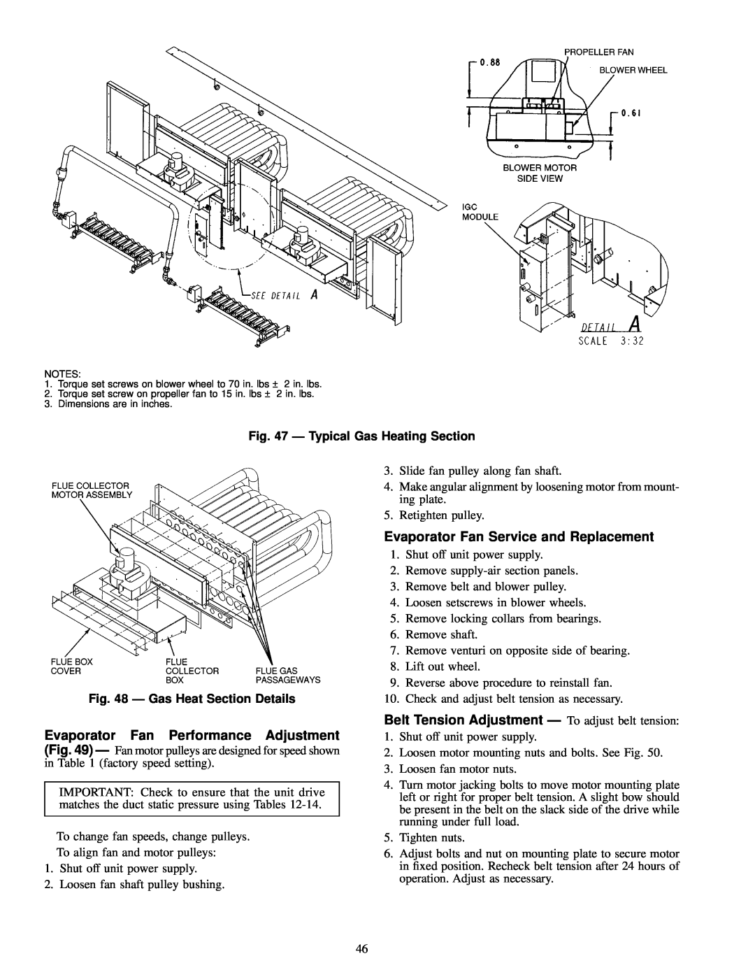 Carrier EK, 48EJ, EW, EY024-048 Evaporator Fan Service and Replacement, Belt Tension Adjustment Ð To adjust belt tension 