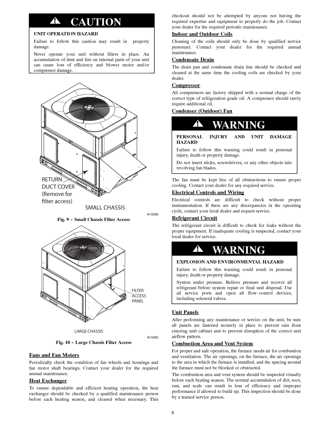 Carrier 48ES---A Fans and Fan Motors, Heat Exchanger, Indoor and Outdoor Coils, Condensate Drain, Compressor, Unit Panels 