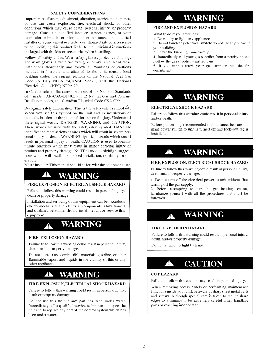 Carrier 48ES manual Safety Considerations 