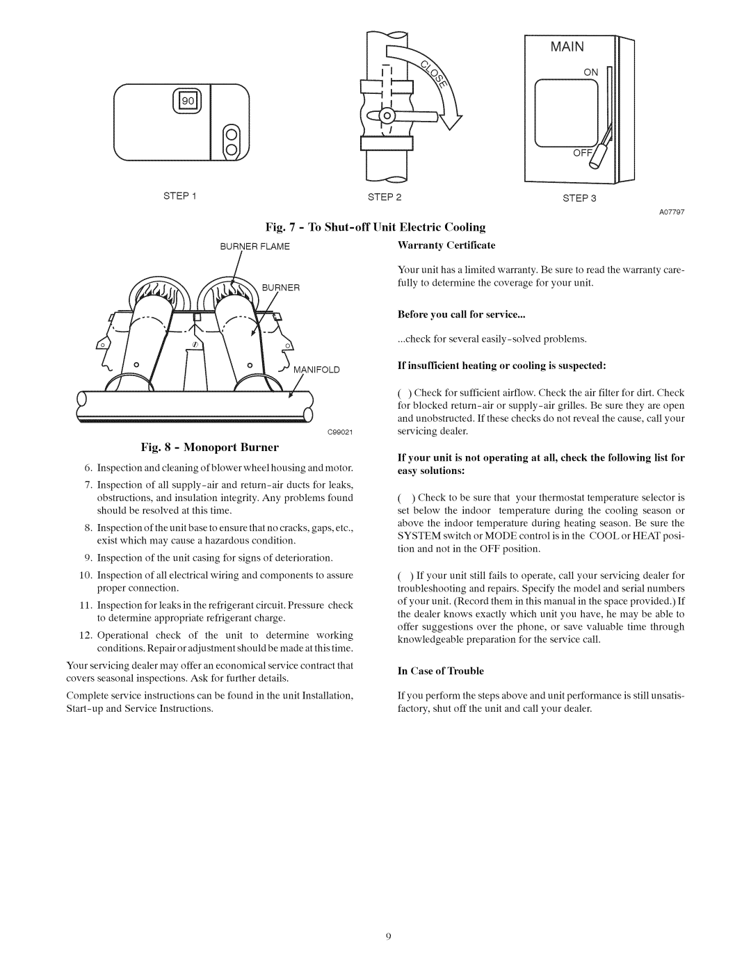 Carrier 48ES manual Warranty Certificate, If insufficient heating or cooling is suspected, Easy solutions 