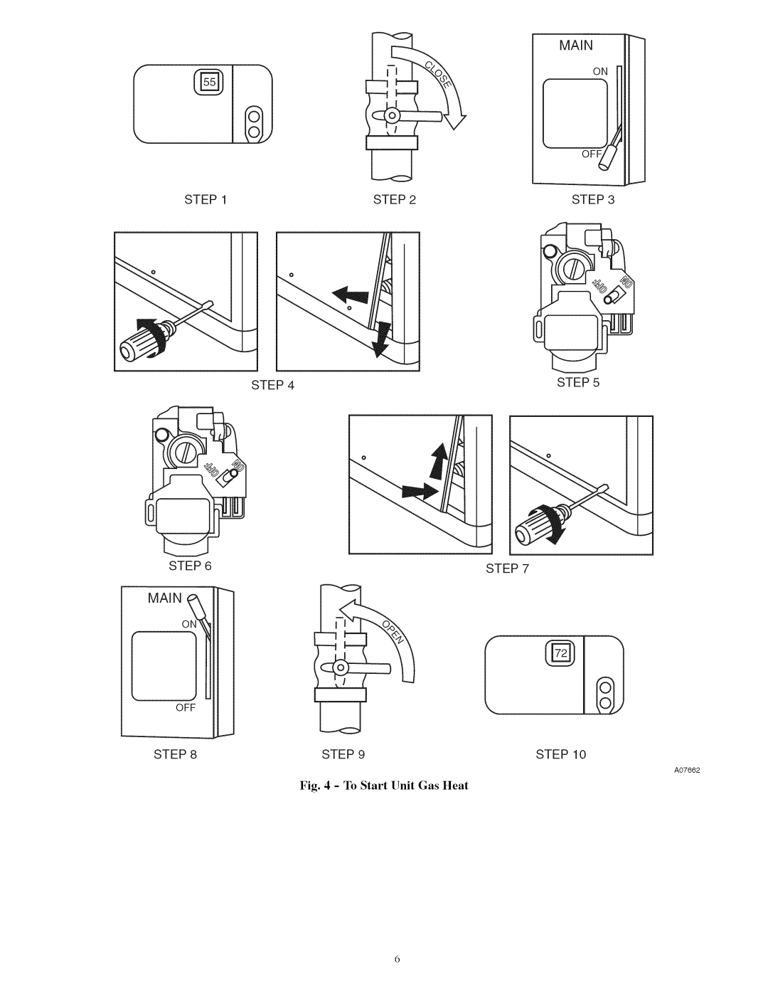 Carrier 48ES manual To Start Unit Gas Heat 