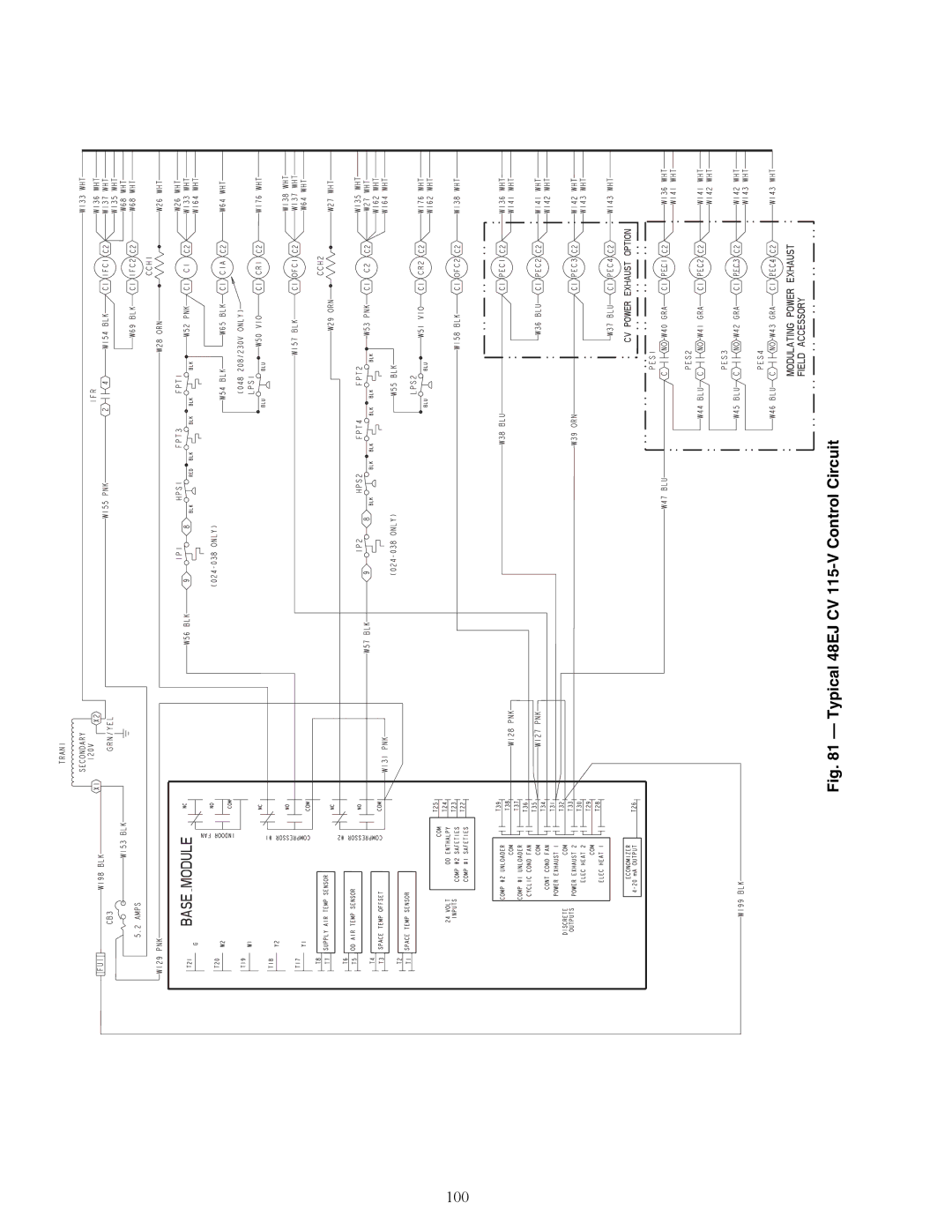 Carrier 48EK, 48EW, 48EY024-068, 48AW, 48AY020-060, 48AK, 48AJ specifications Typical 48EJ CV 115-V Control Circuit 