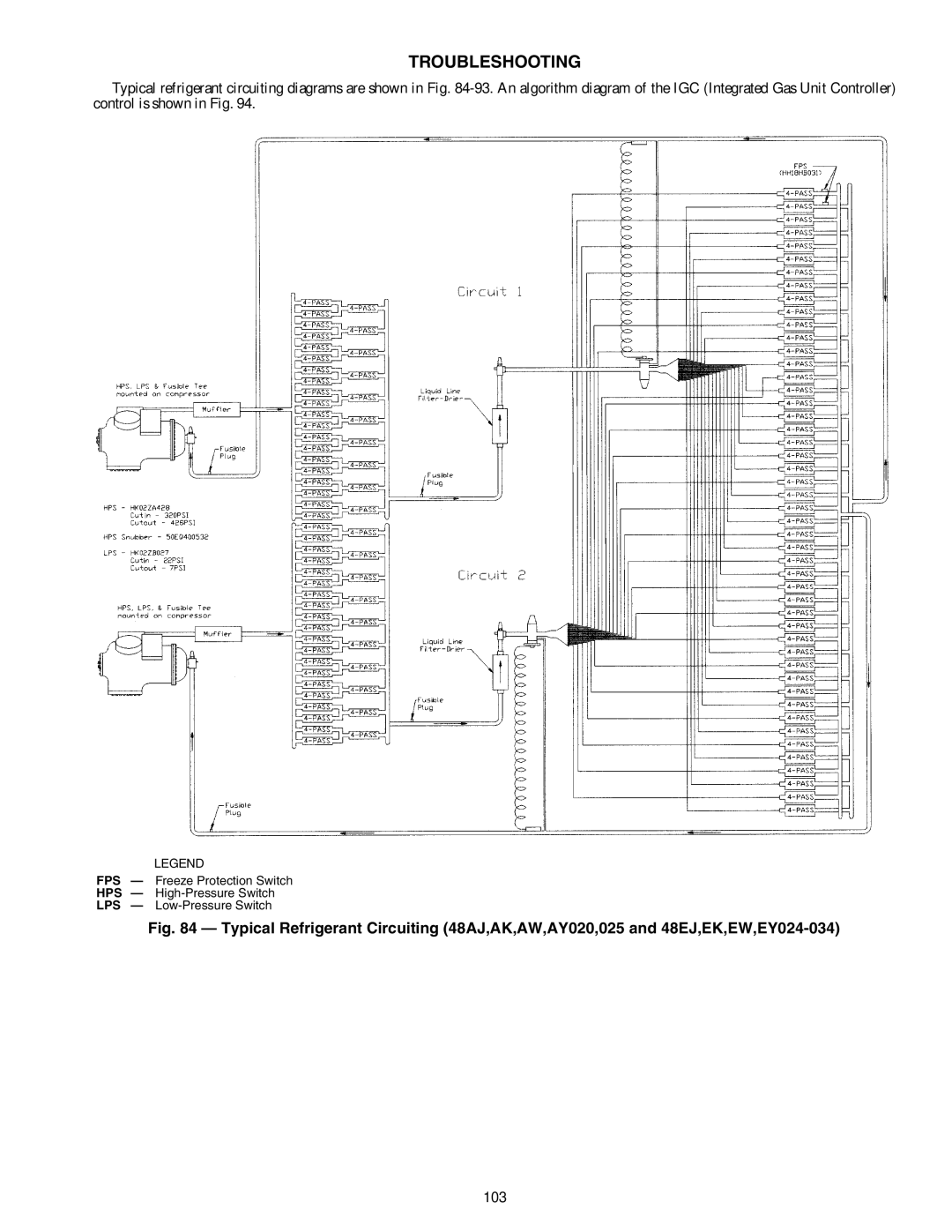 Carrier 48EJ, 48EW, 48EY024-068, 48AW, 48AY020-060, 48EK, 48AK, 48AJ specifications Troubleshooting 