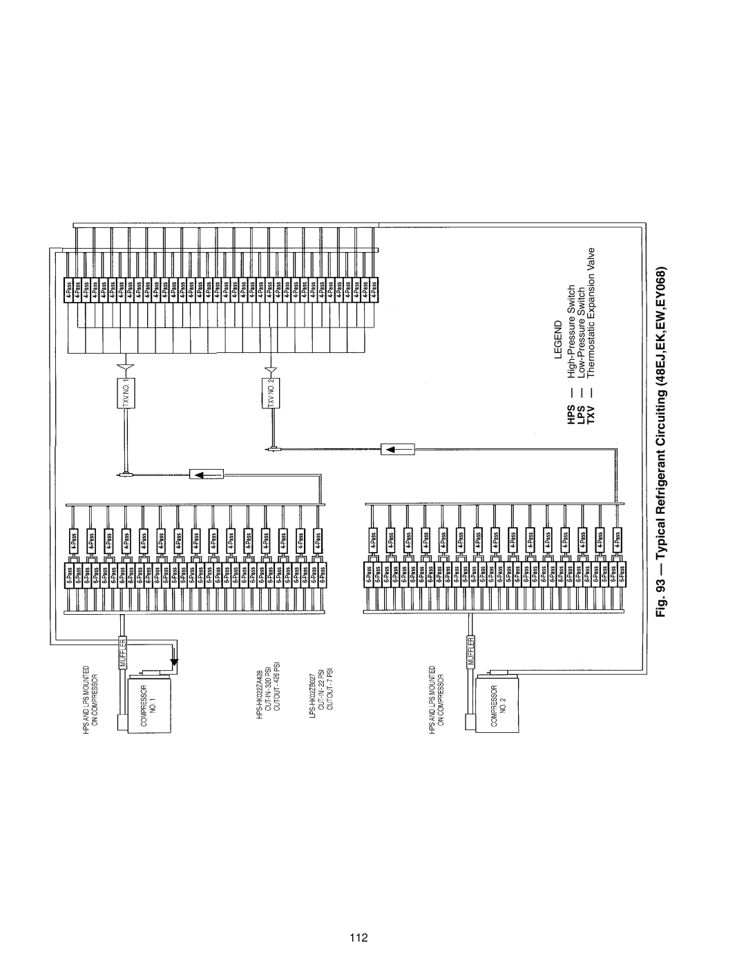 Carrier 48EW, 48EY024-068, 48AW, 48AY020-060, 48EK, 48AK, 48AJ specifications Typical Refrigerant Circuiting 48EJ,EK,EW,EY068 