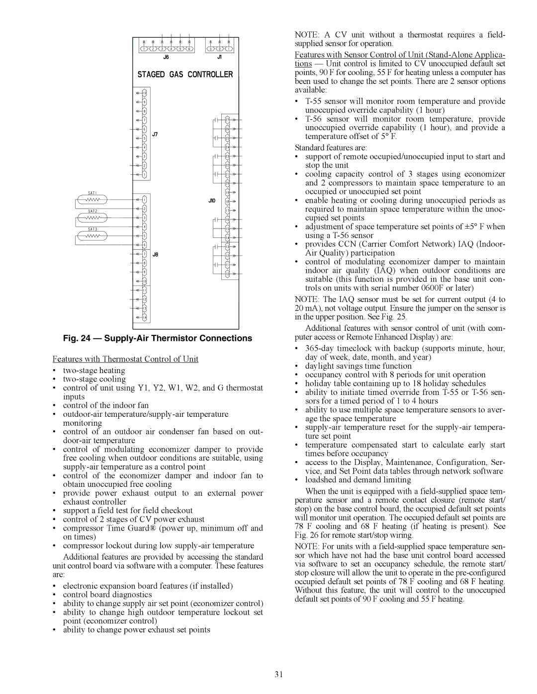 Carrier 48EJ, 48EW, 48EY024-068, 48AW, 48AY020-060, 48EK, 48AK, 48AJ specifications Supply-Air Thermistor Connections 