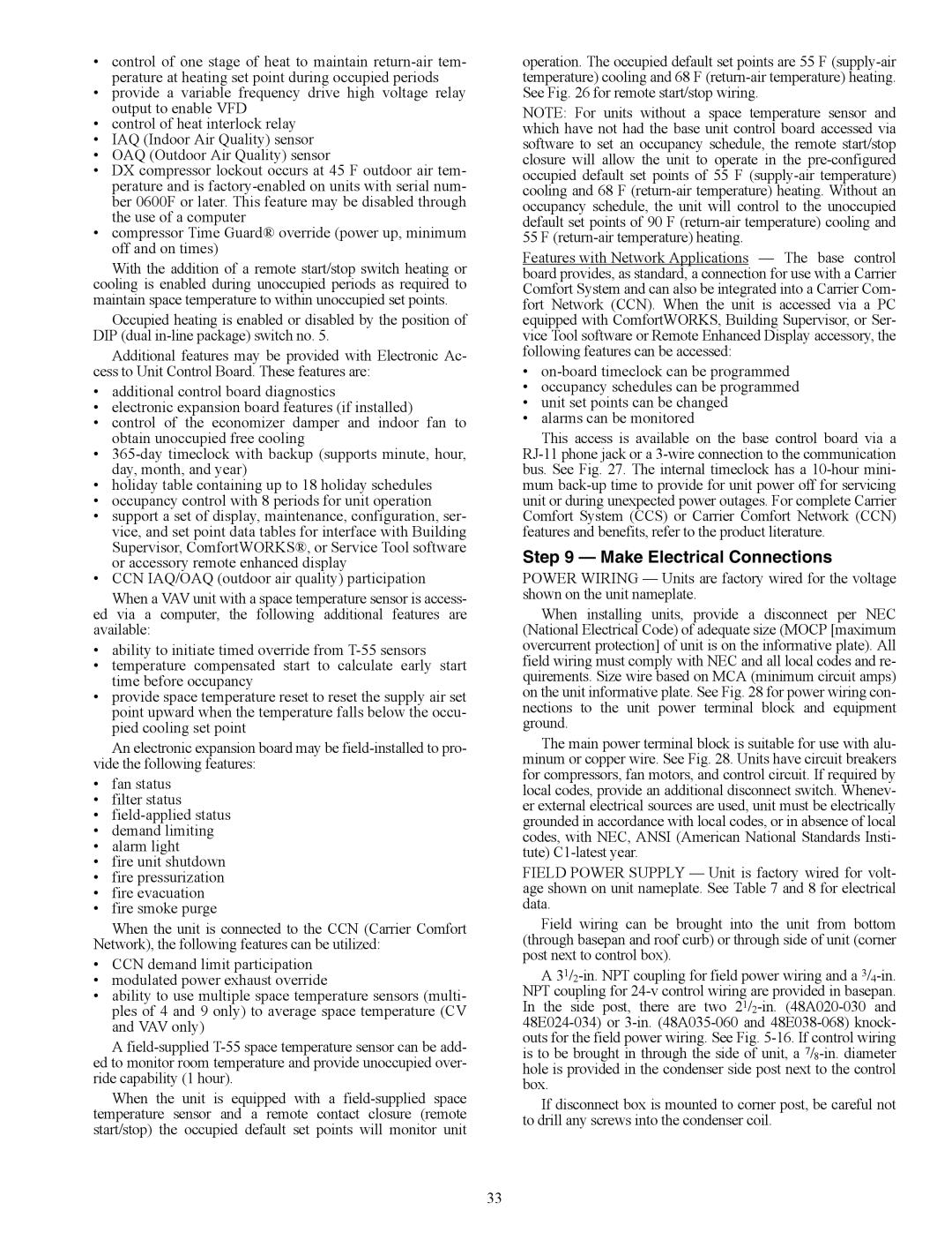 Carrier 48EY024-068, 48EW, 48AW, 48AY020-060, 48EK, 48AK, 48AJ, 48EJ specifications Make Electrical Connections 