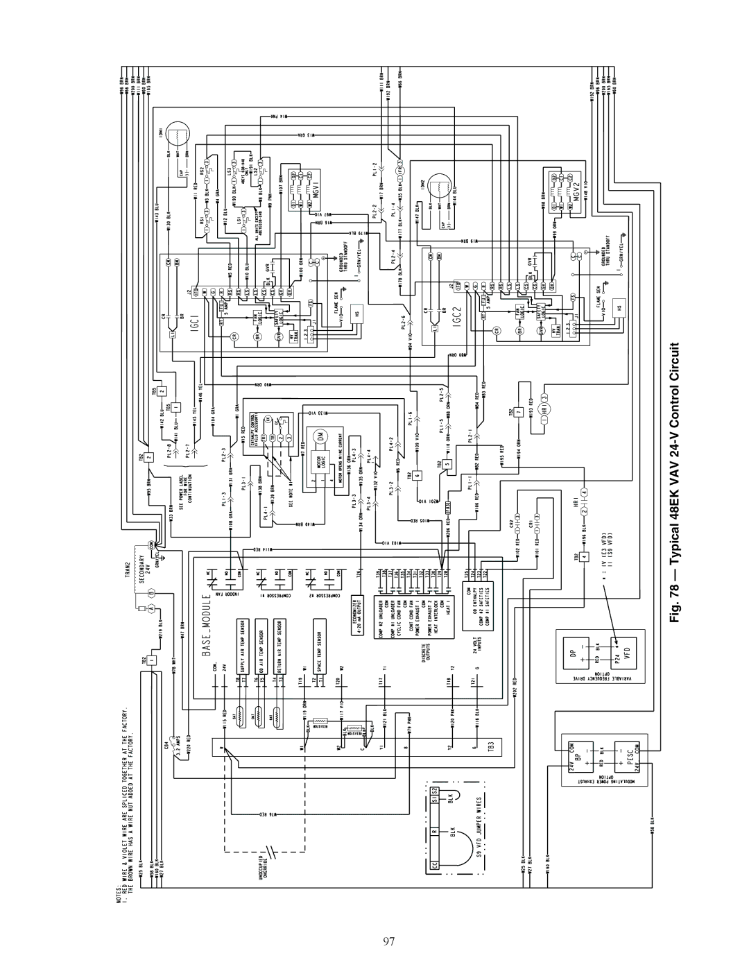 Carrier 48EY024-068, 48EW, 48AW, 48AY020-060, 48AK, 48AJ, 48EJ specifications Typical 48EK VAV 24-V Control Circuit 