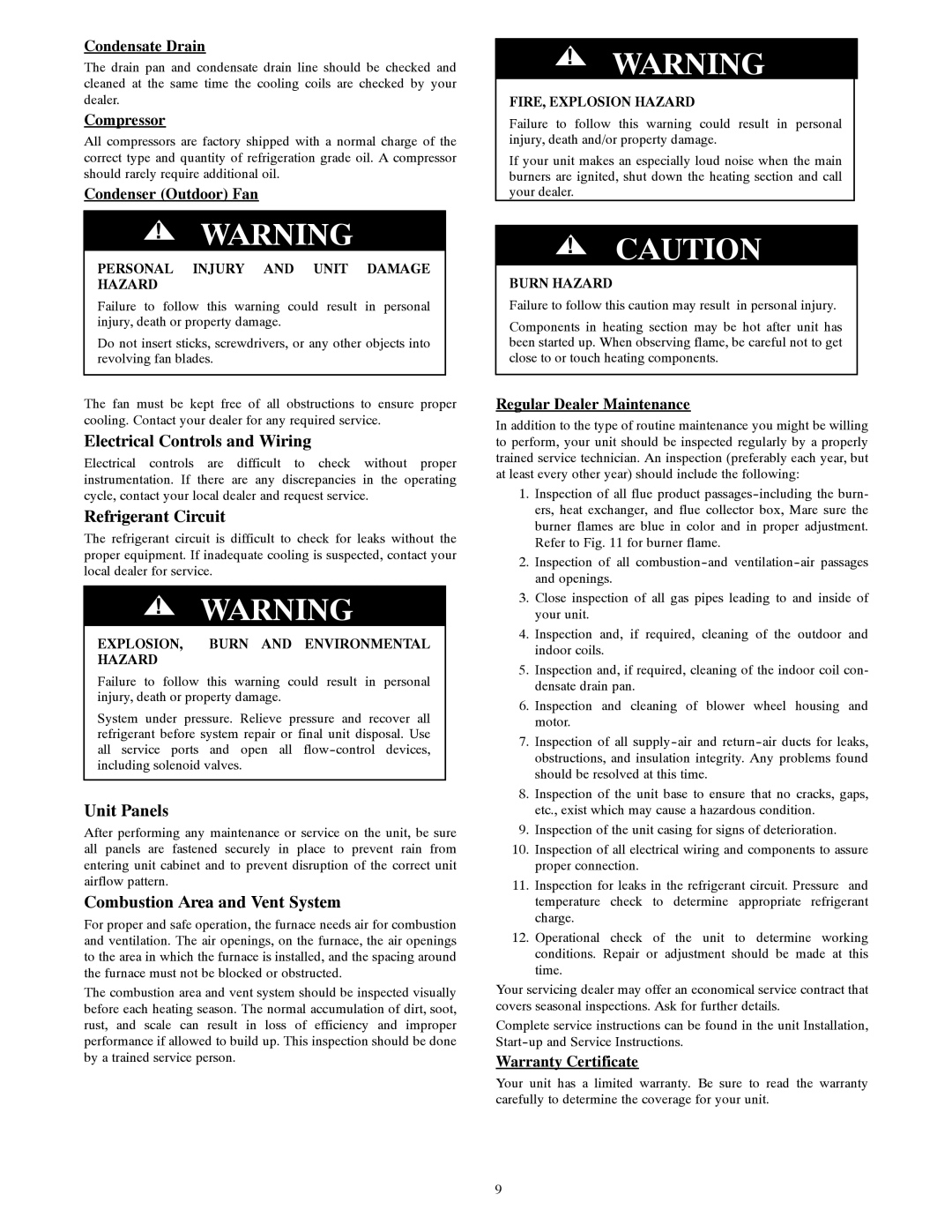 Carrier 48VT-A, 48EZ-A Electrical Controls and Wiring, Refrigerant Circuit, Unit Panels, Combustion Area and Vent System 