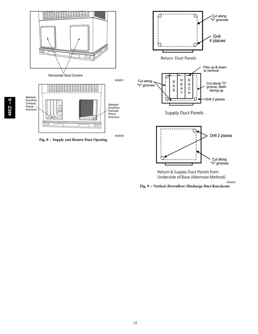 Carrier 48EZ-A installation instructions Supply Duct Panels 