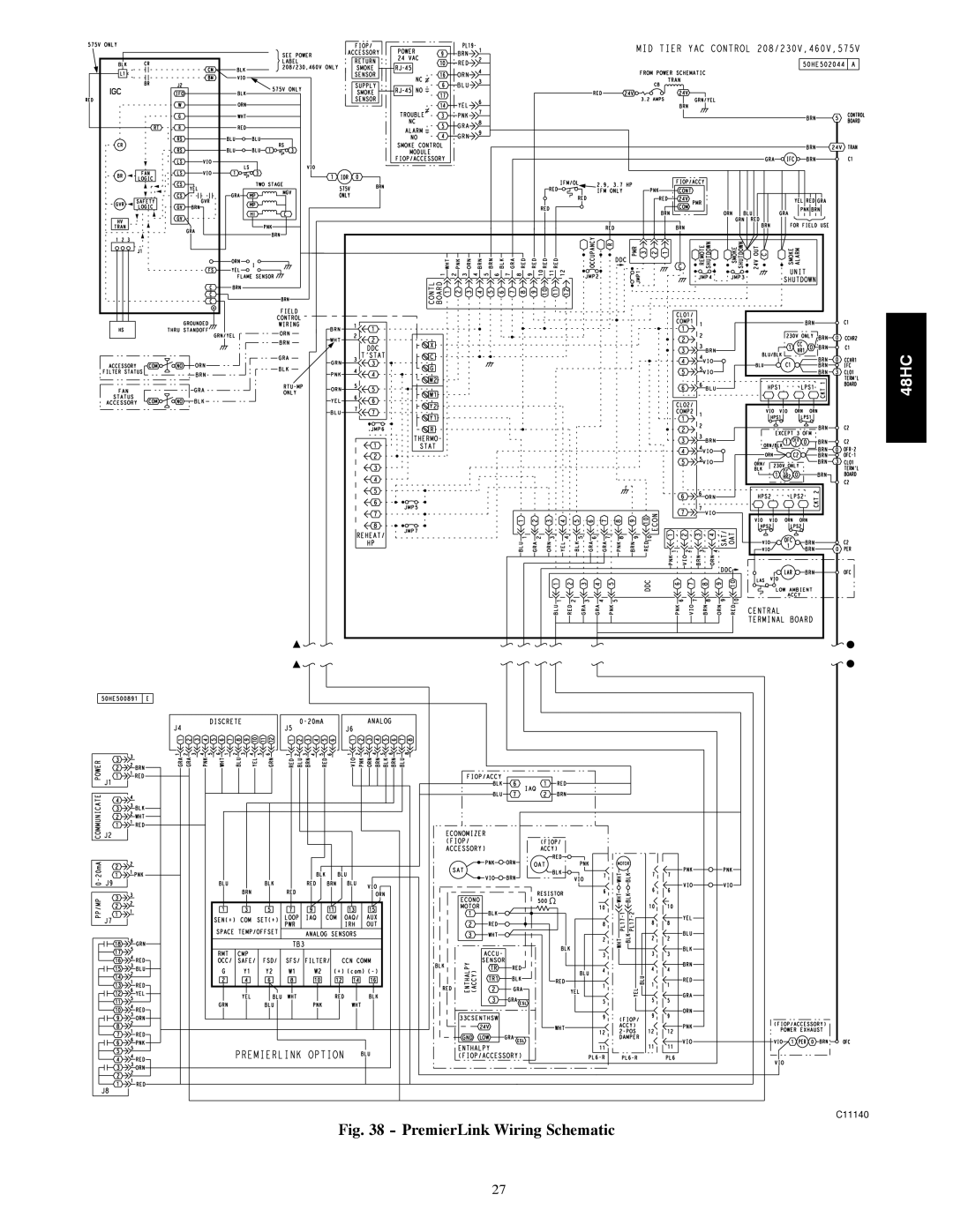 Carrier 48HC installation instructions PremierLink Wiring Schematic 