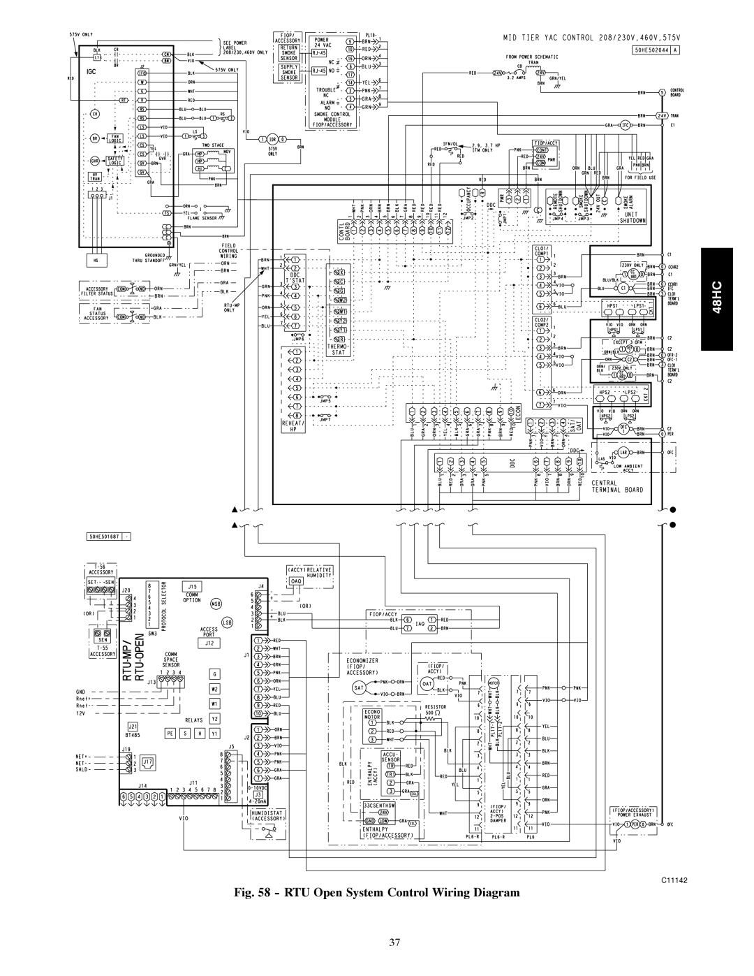 Carrier 48HC installation instructions RTU Open System Control Wiring Diagram 