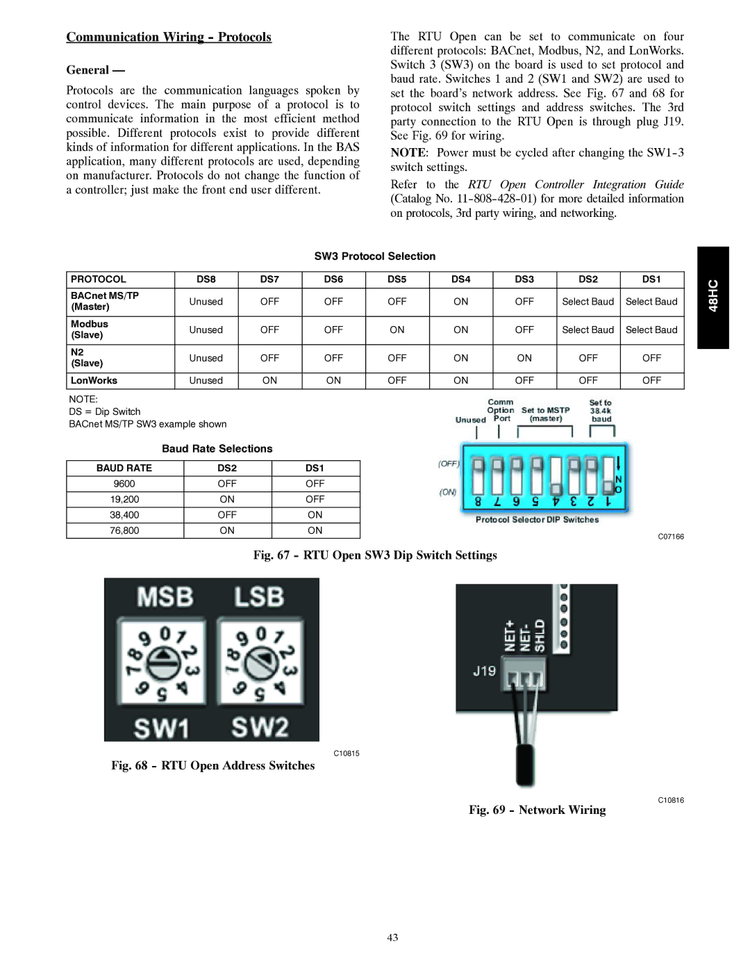 Carrier 48HC installation instructions Communication Wiring Protocols, General 