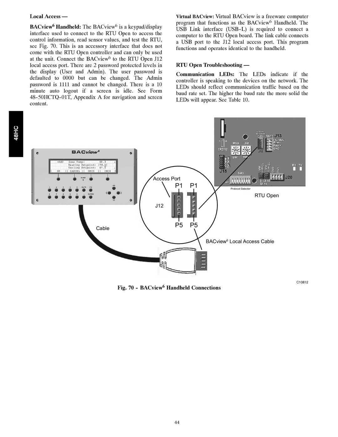 Carrier 48HC installation instructions Local Access, RTU Open Troubleshooting 