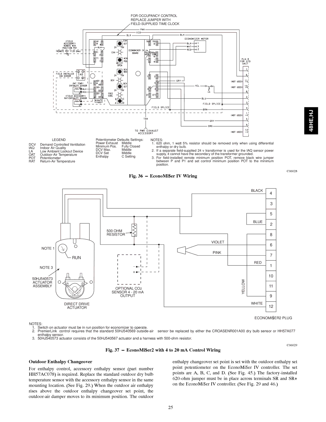 Carrier 48HJ004---007, 48HE003---006 installation instructions EconoMi$er IV Wiring, Run 