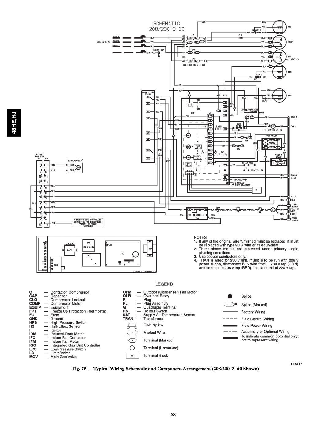 Carrier 48HE003---006, 48HJ004---007 installation instructions 48HE,HJ, Contactor, Compressor 