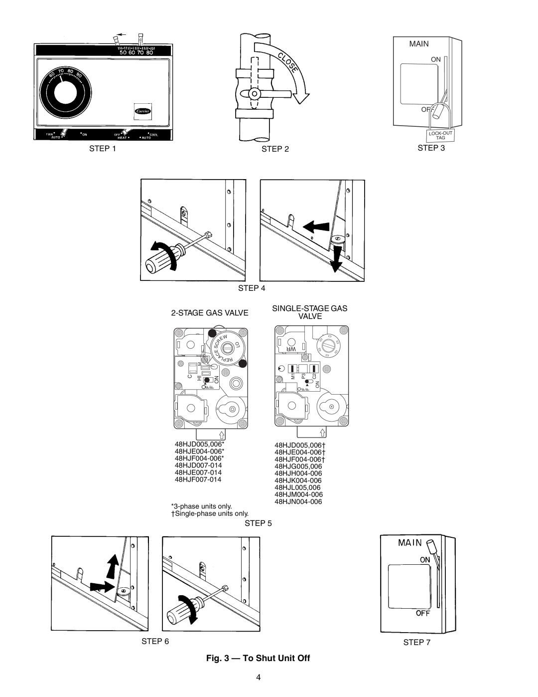 Carrier 48HJ004-014 specifications To Shut Unit Off 