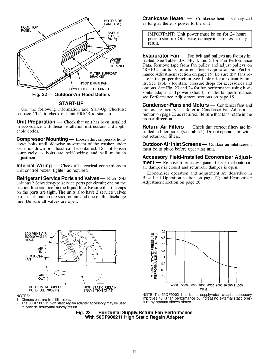 Carrier 48HJ015-025 installation instructions Start-Up, Accessory Field-Installed Economizer Adjust 