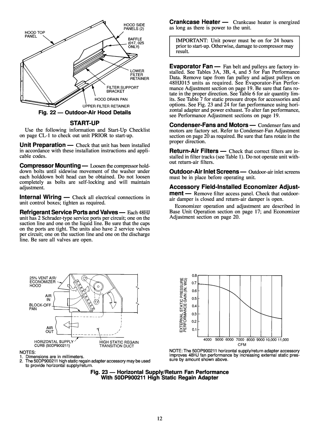 Carrier 48HJ015-025 installation instructions Start-Up 