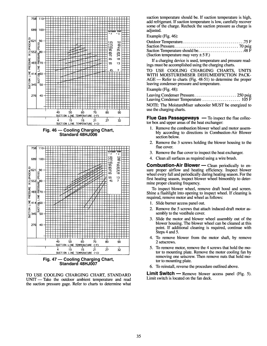 Carrier 48HJD005-007 specifications Cooling Charging Chart Standard 48HJ006, Cooling Charging Chart Standard 48HJ007 