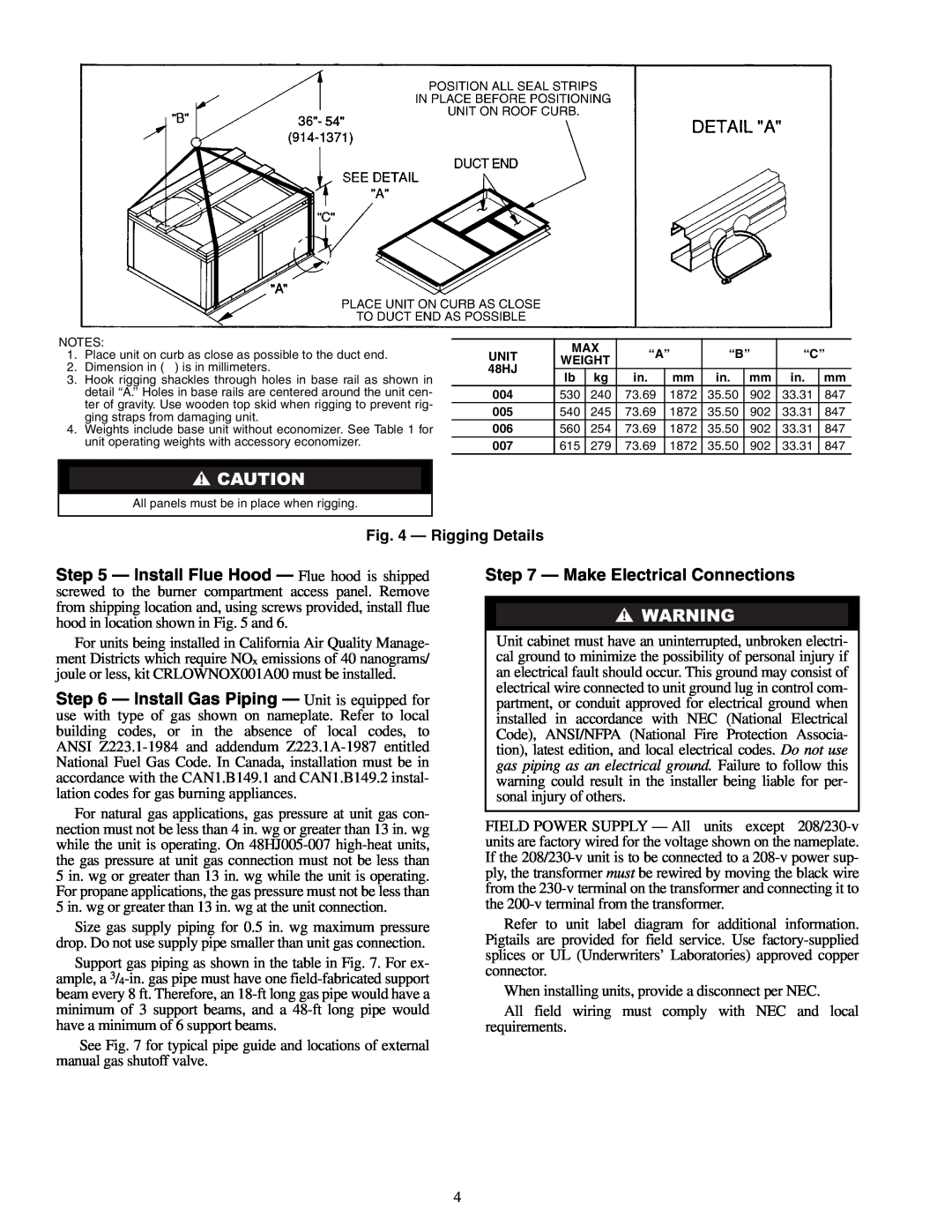 Carrier 48HJD005-007 specifications Make Electrical Connections 