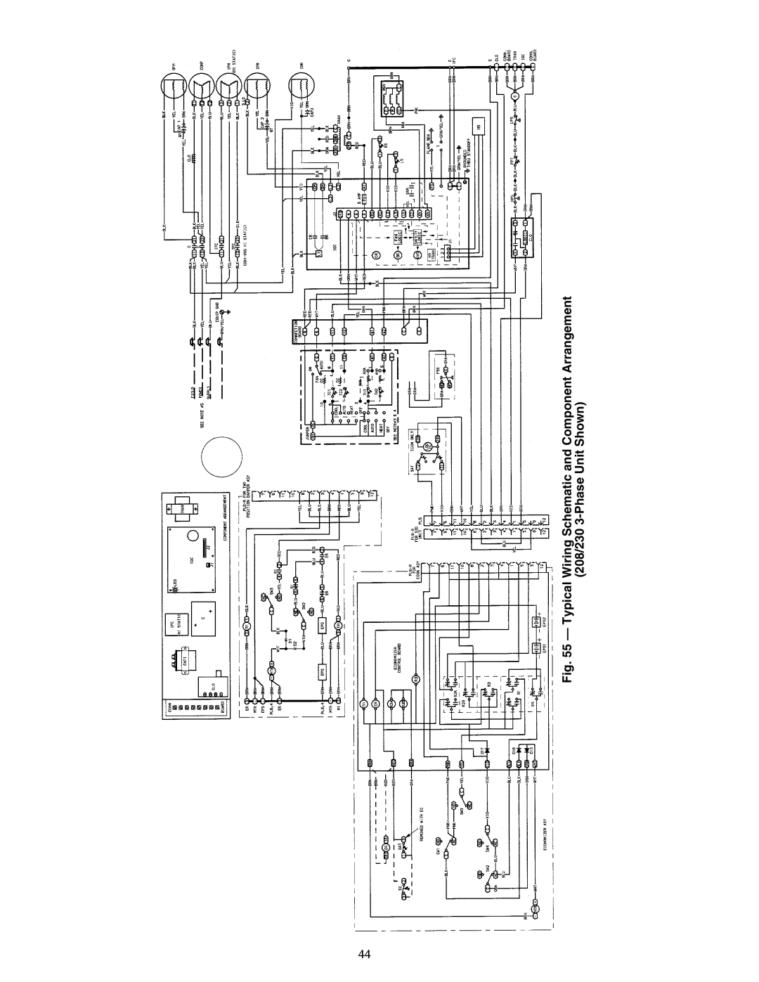 Carrier 48HJD005-007 specifications Typical Wiring Schematic and Component Arrangement, 208/230 3-Phase Unit Shown 