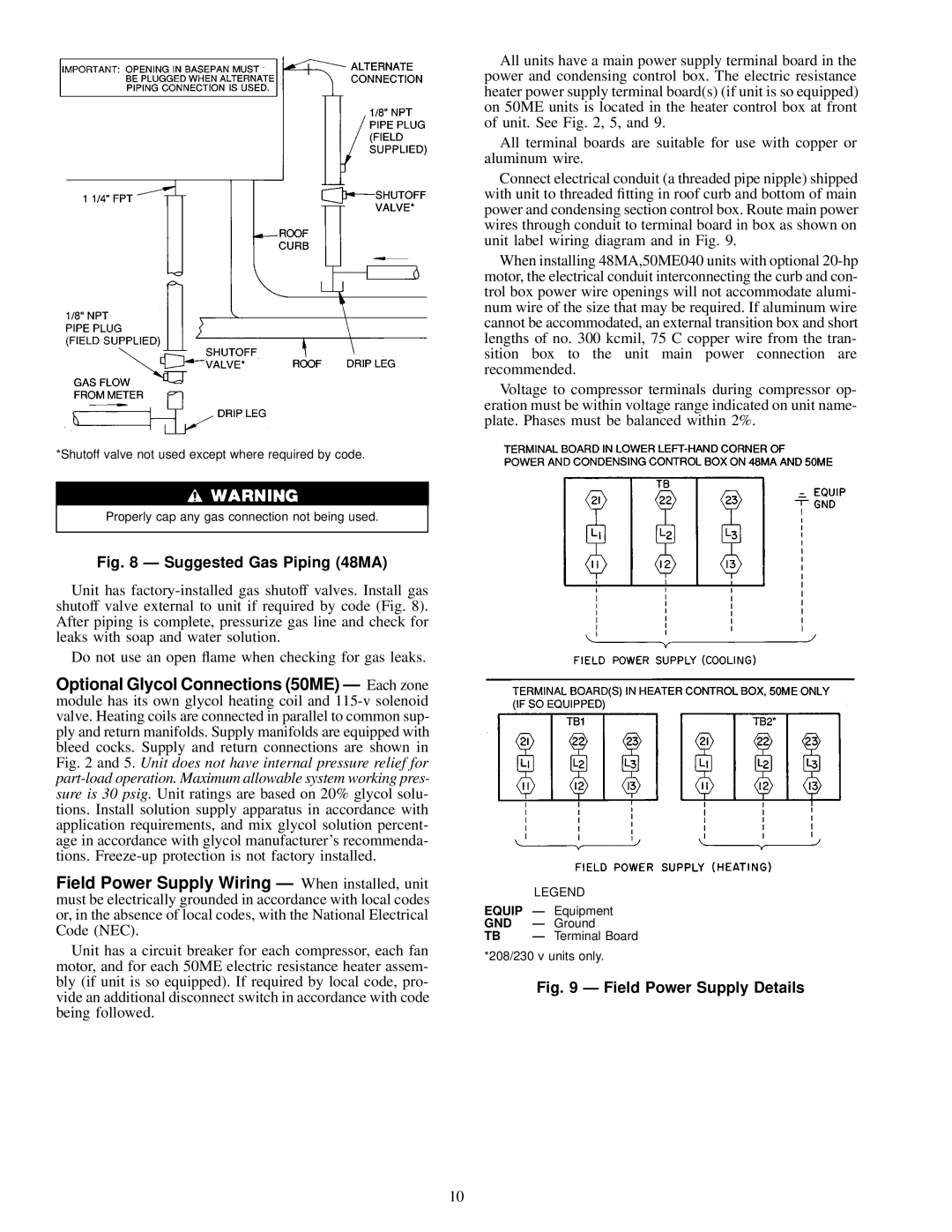 Carrier 48MA/50ME016-040 specifications Suggested Gas Piping 48MA 