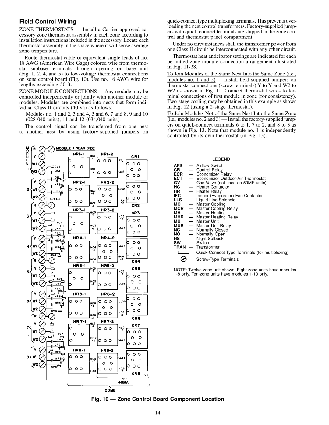 Carrier 48MA/50ME016-040 specifications Field Control Wiring, Ect 