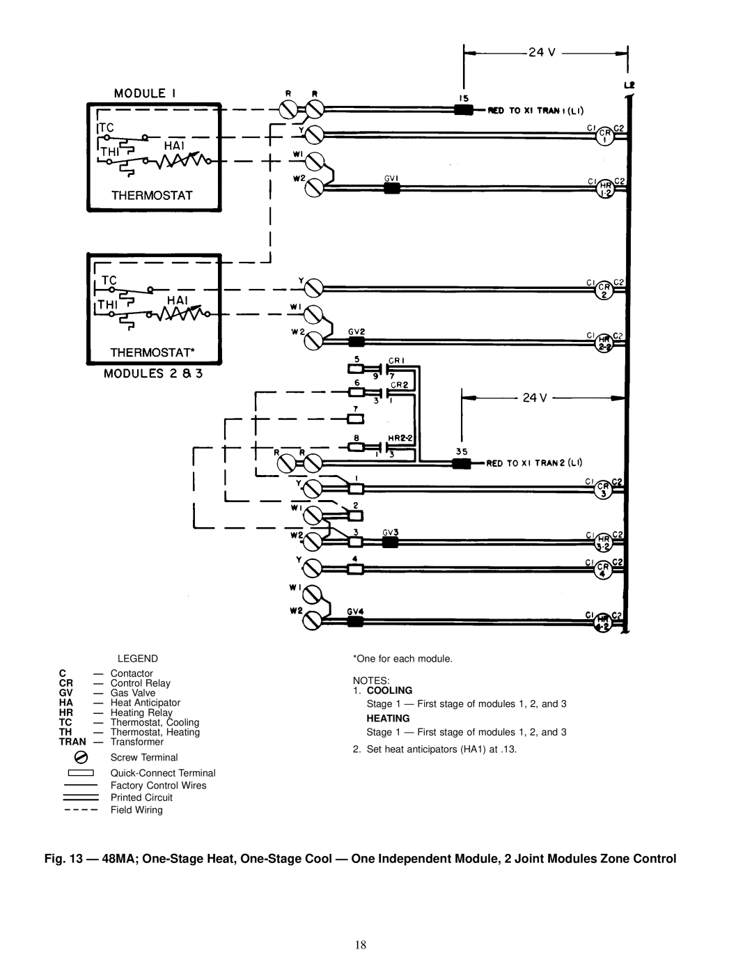 Carrier 48MA/50ME016-040 specifications Stage 1 Ð First stage of modules 1, 2 