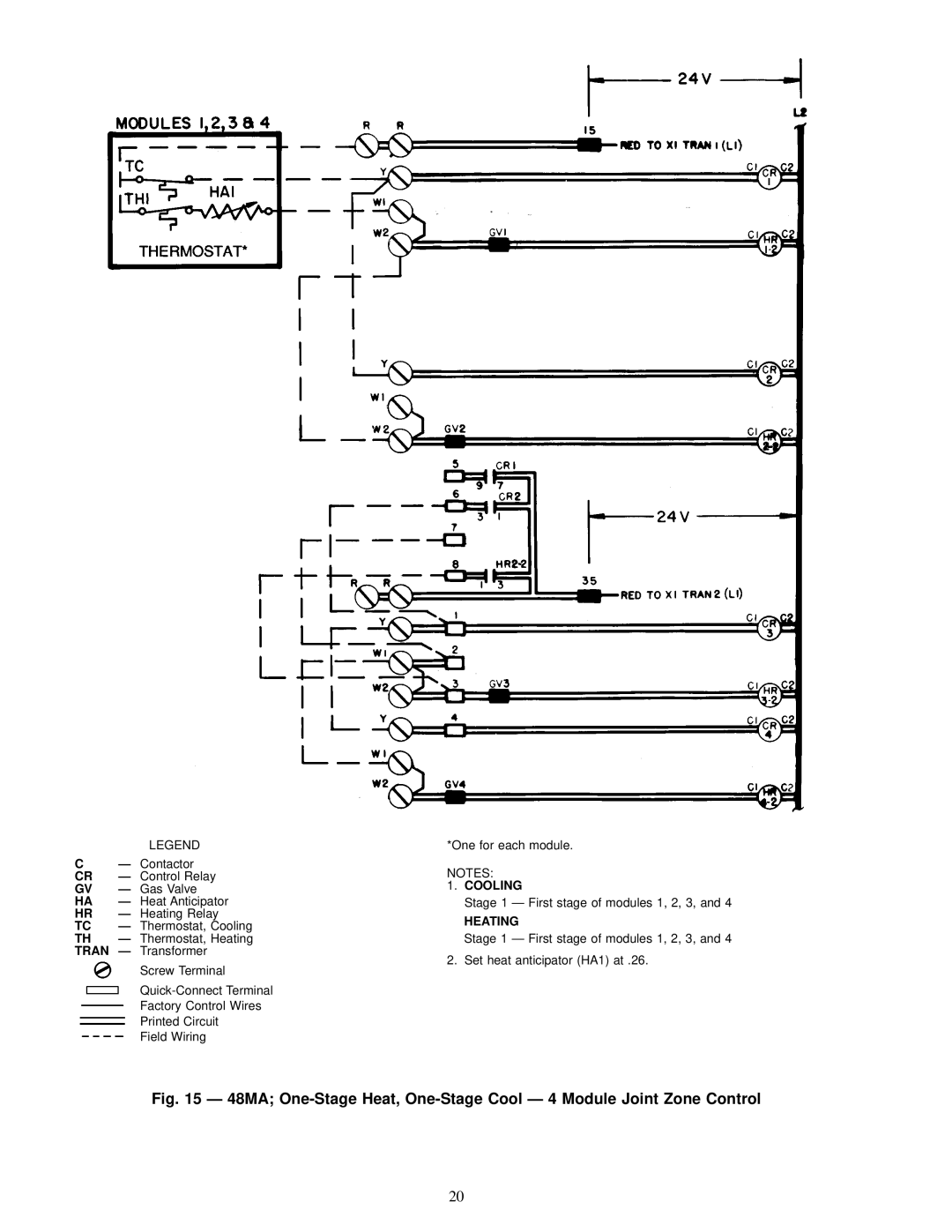 Carrier 48MA/50ME016-040 specifications Stage 1 Ð First stage of modules 1, 2, 3 