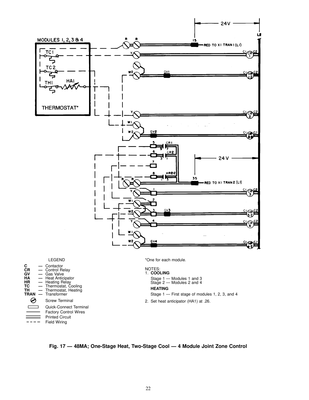 Carrier 48MA/50ME016-040 specifications Stage 1 Ð Modules 1 and 3 Stage 2 Ð Modules 2 