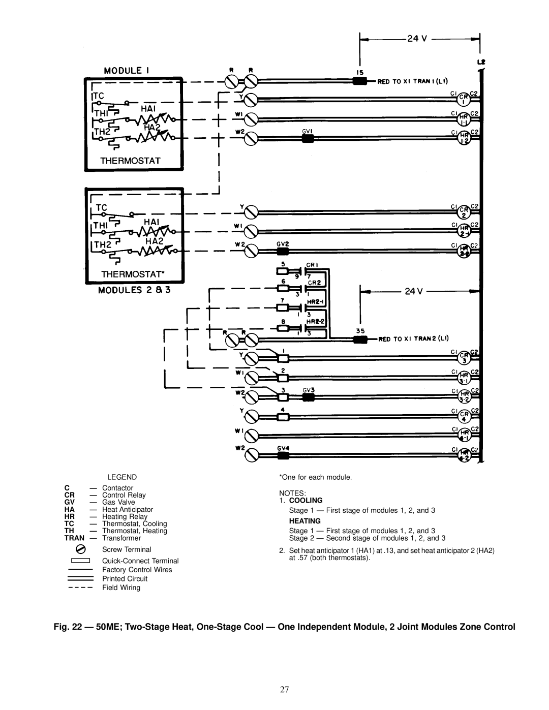 Carrier 48MA/50ME016-040 specifications Stage 1 Ð First stage of modules 1, 2 