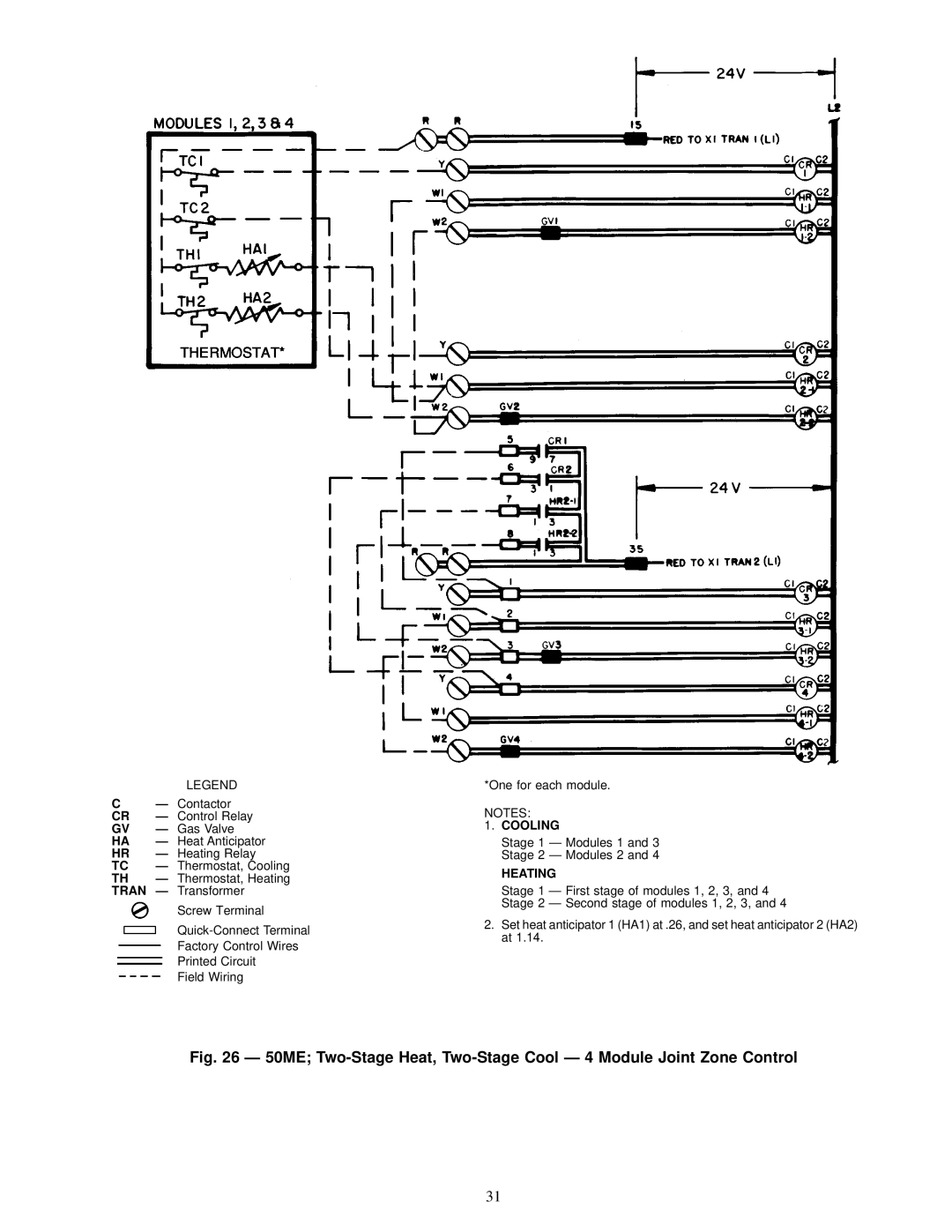 Carrier 48MA/50ME016-040 specifications Stage 1 Ð Modules 1 and 3 Stage 2 Ð Modules 2 