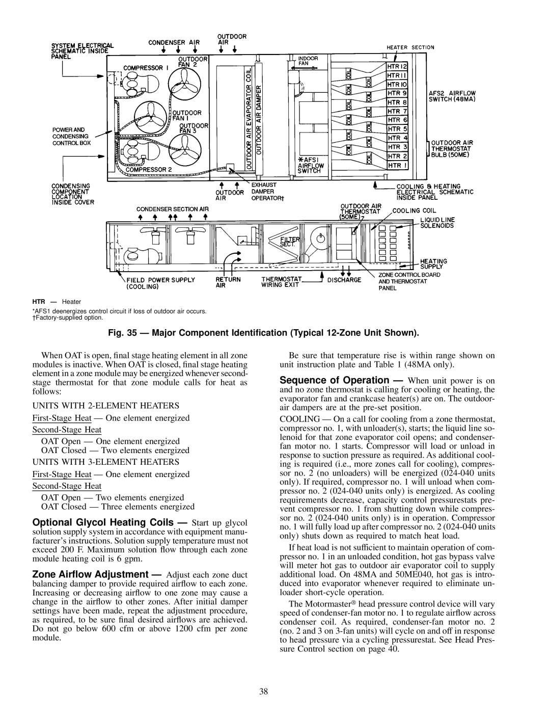 Carrier 48MA/50ME016-040 specifications Units with 2-ELEMENT Heaters, Units with 3-ELEMENT Heaters 