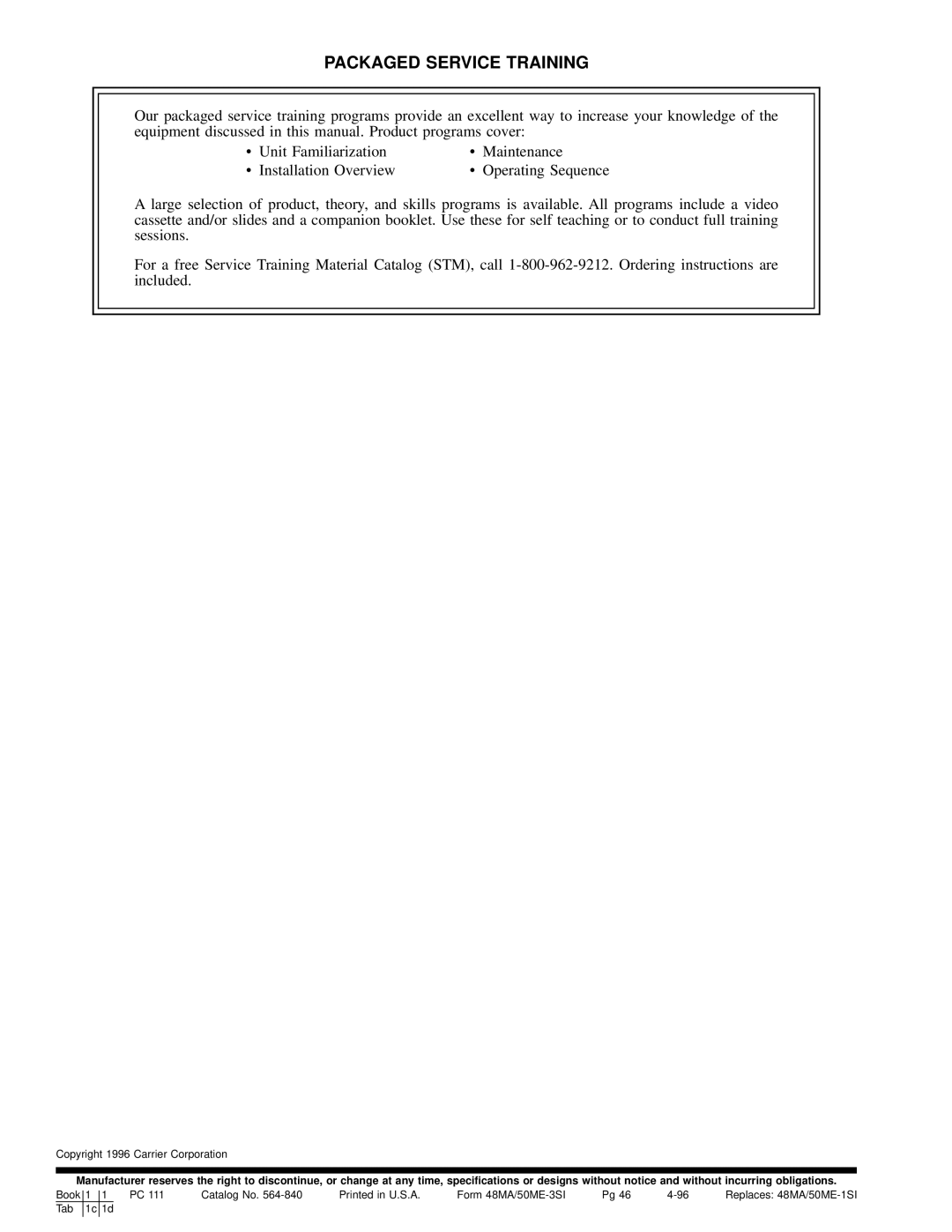 Carrier 48MA/50ME016-040 specifications Packaged Service Training 