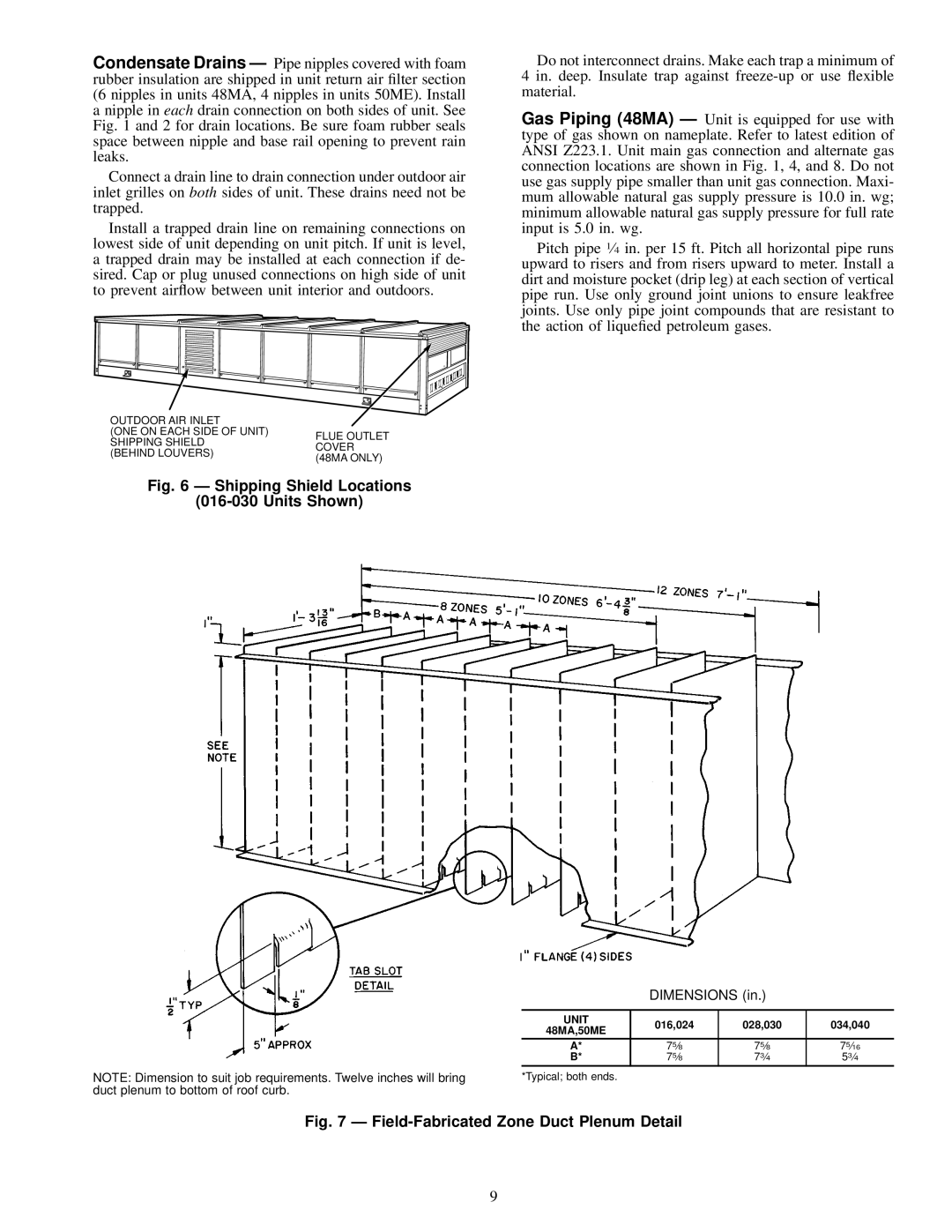 Carrier 48MA/50ME016-040 specifications Shipping Shield Locations Units Shown 