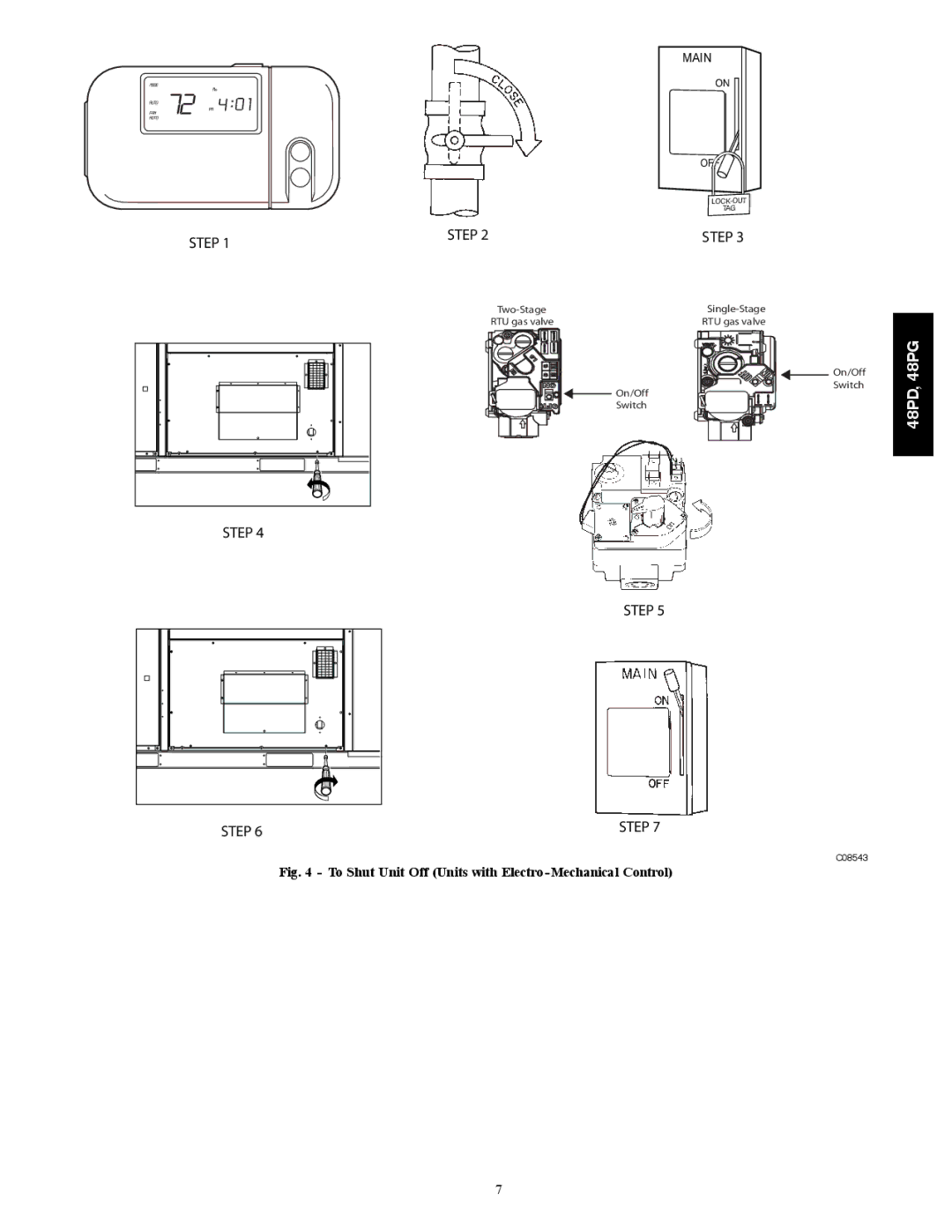 Carrier 06, 48PD05 manual To Shut Unit Off Units with Electro-Mechanical Control 