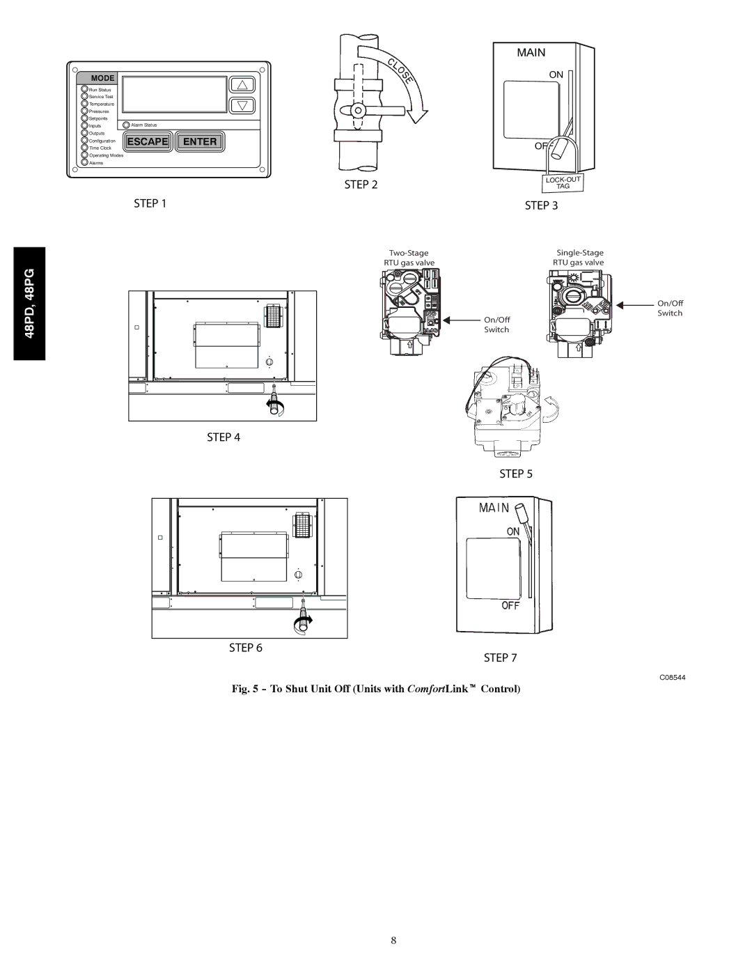 Carrier 48PD05, 06 manual To Shut Unit Off Units with ComfortLinkt Control 