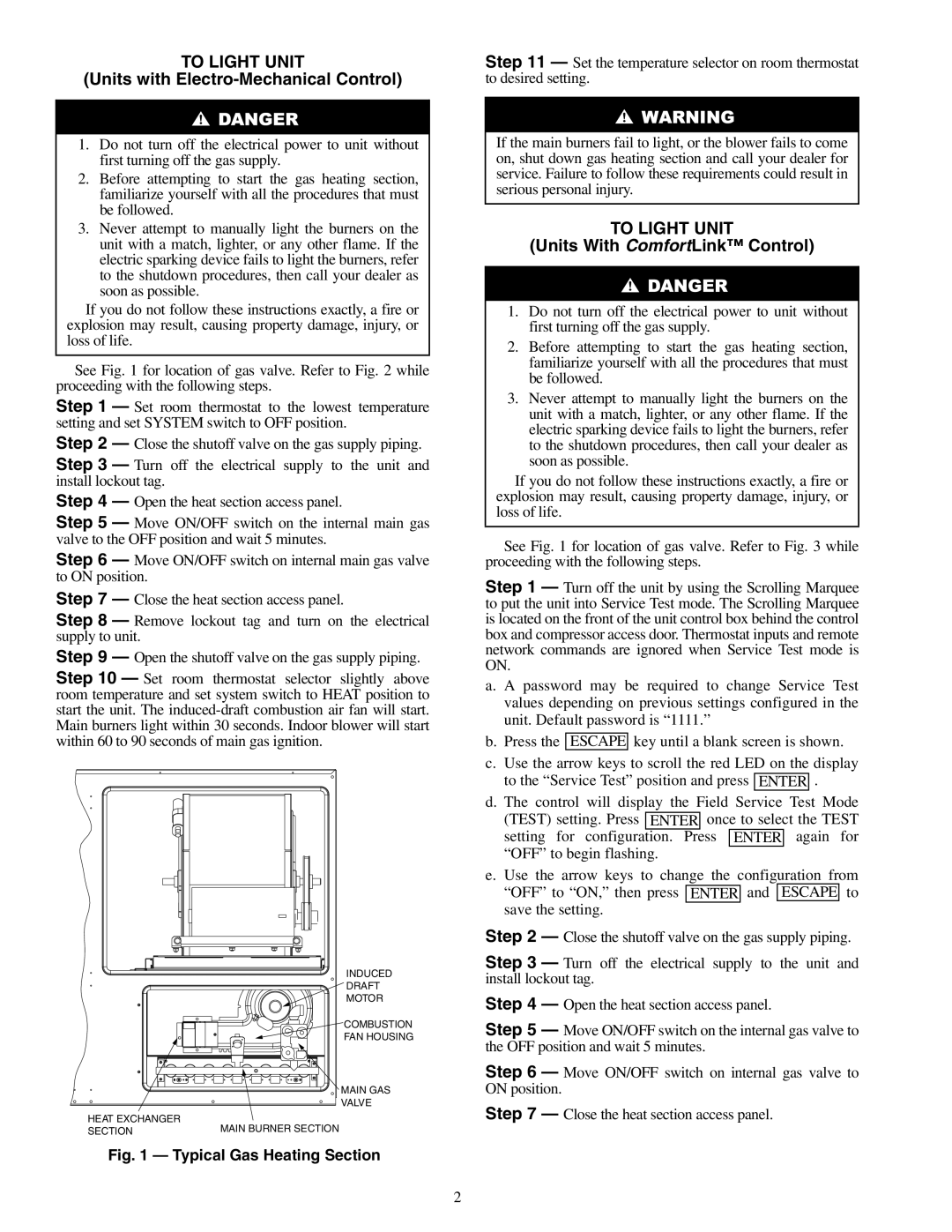 Carrier 48PG03---16 specifications To Light Unit, Units with Electro-Mechanical Control 