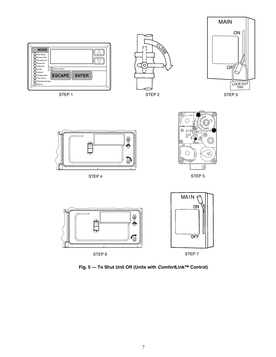 Carrier 48PG03---16 specifications Main, On Off, Step, Mode, O F F 