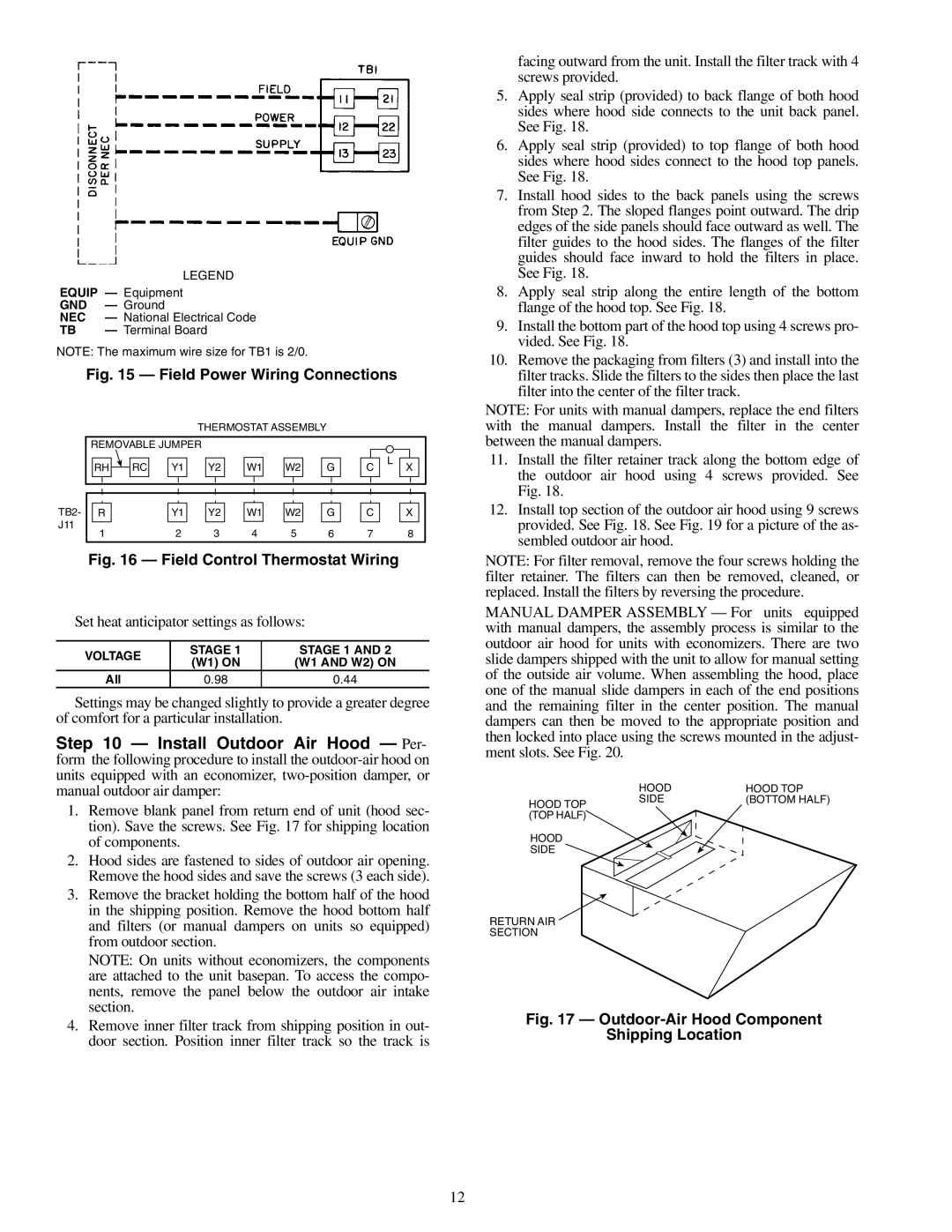 Carrier 48PG20-28 specifications Field Power Wiring Connections 