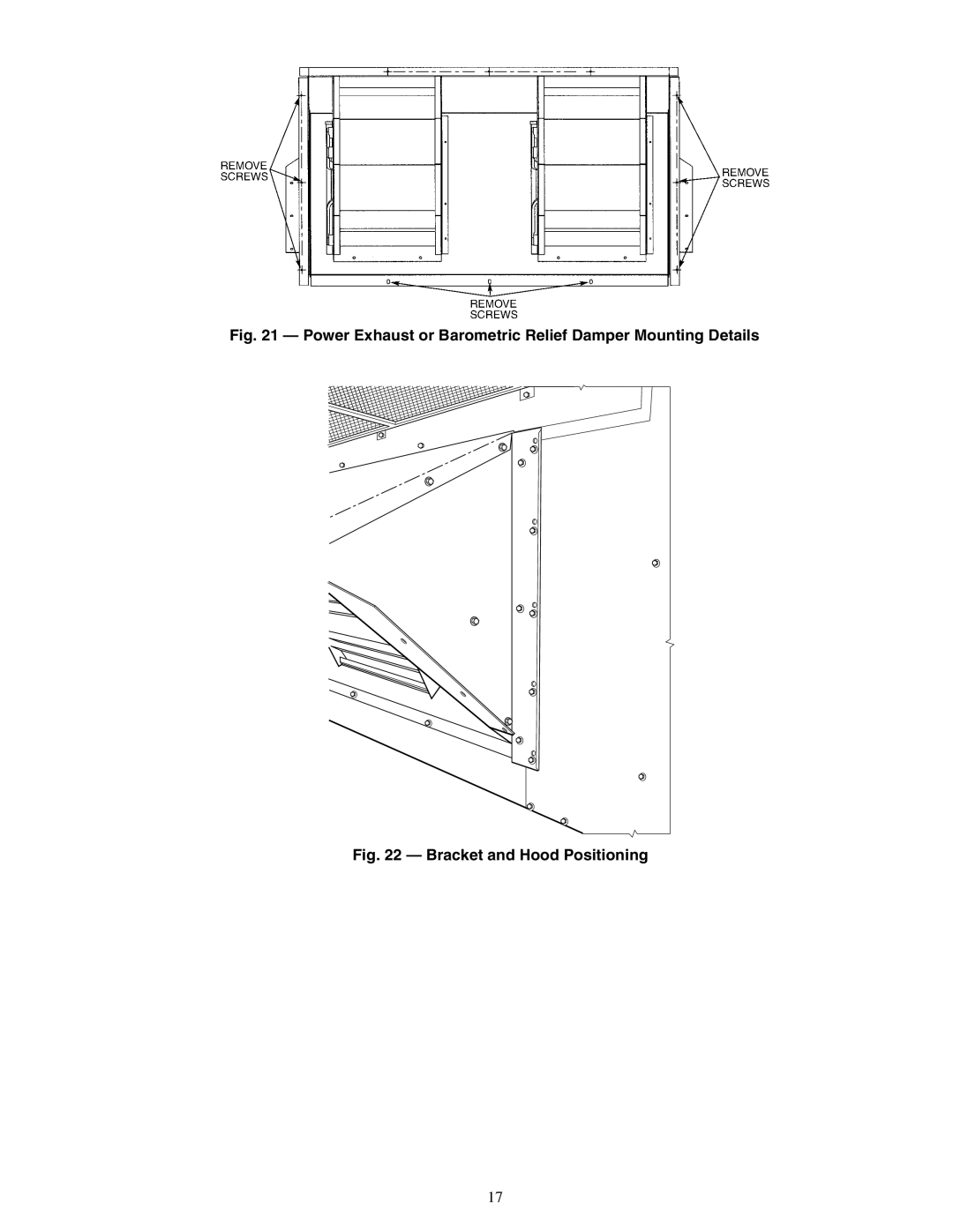 Carrier 48PG20-28 specifications Power Exhaust or Barometric Relief Damper Mounting Details 