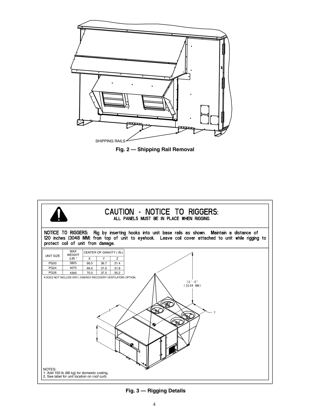 Carrier 48PG20-28 specifications Shipping Rail Removal 