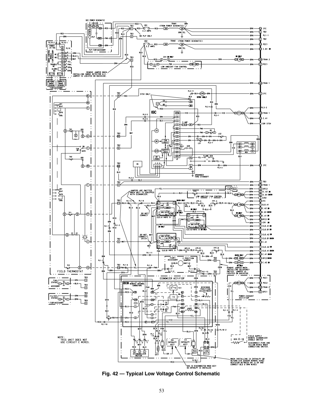 Carrier 48PG20-28 specifications Typical Low Voltage Control Schematic 