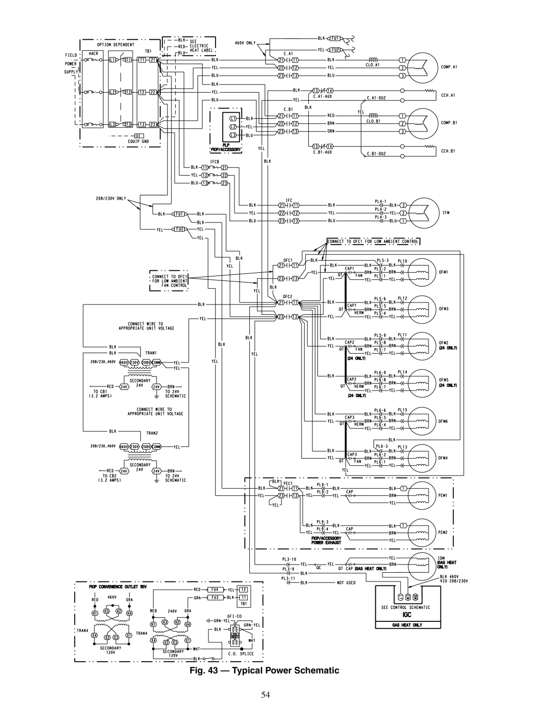 Carrier 48PG20-28 specifications Typical Power Schematic 