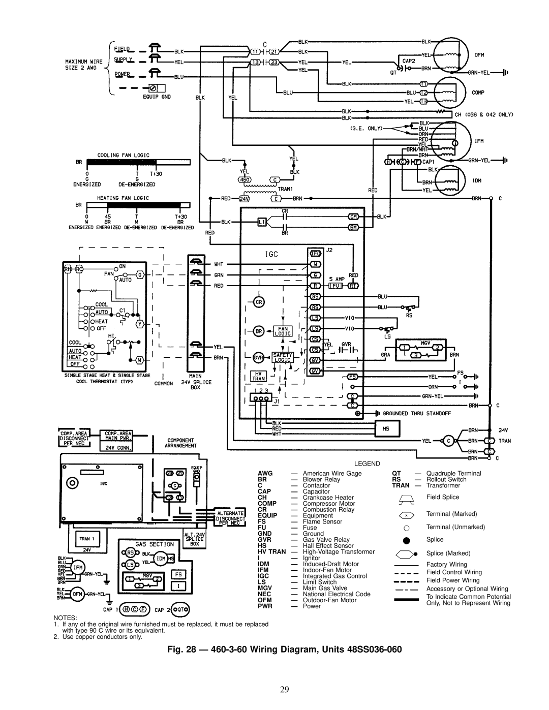 Carrier 48SX024-060, 48SS018-060 user manual Wiring Diagram, Units 48SS036-060 