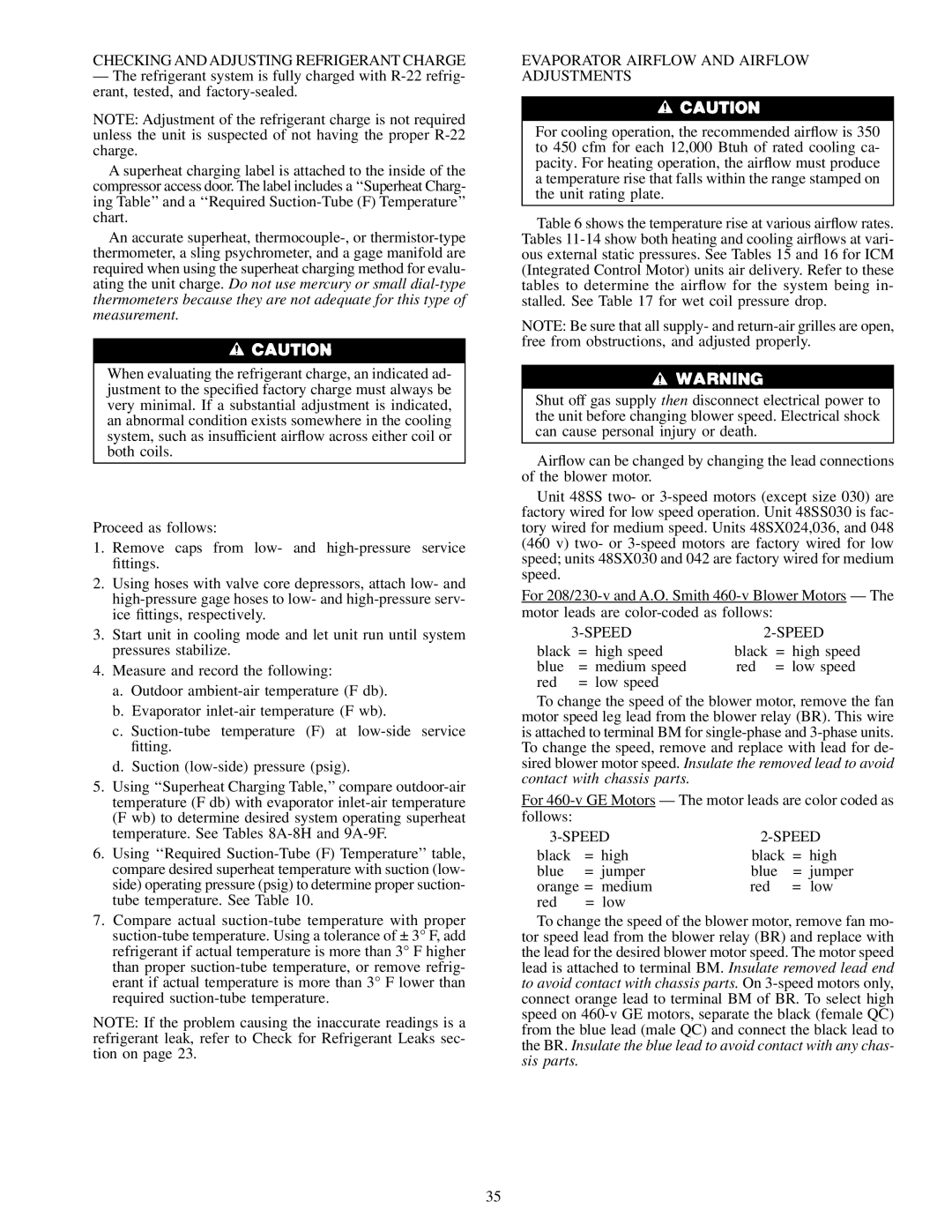 Carrier 48SX024-060, 48SS018-060 user manual Checking and Adjusting Refrigerant Charge 