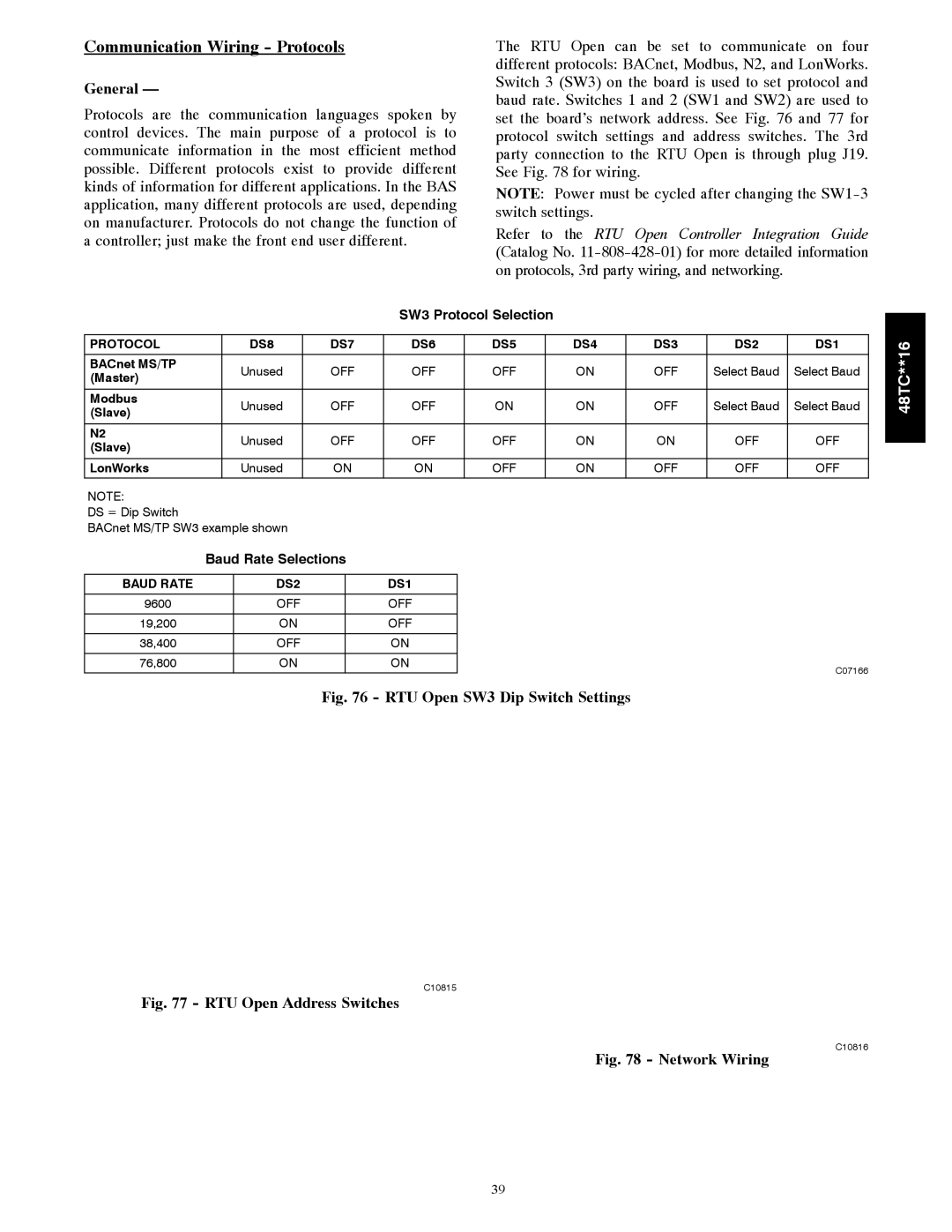 Carrier 48TC**16 installation instructions Communication Wiring Protocols, General 